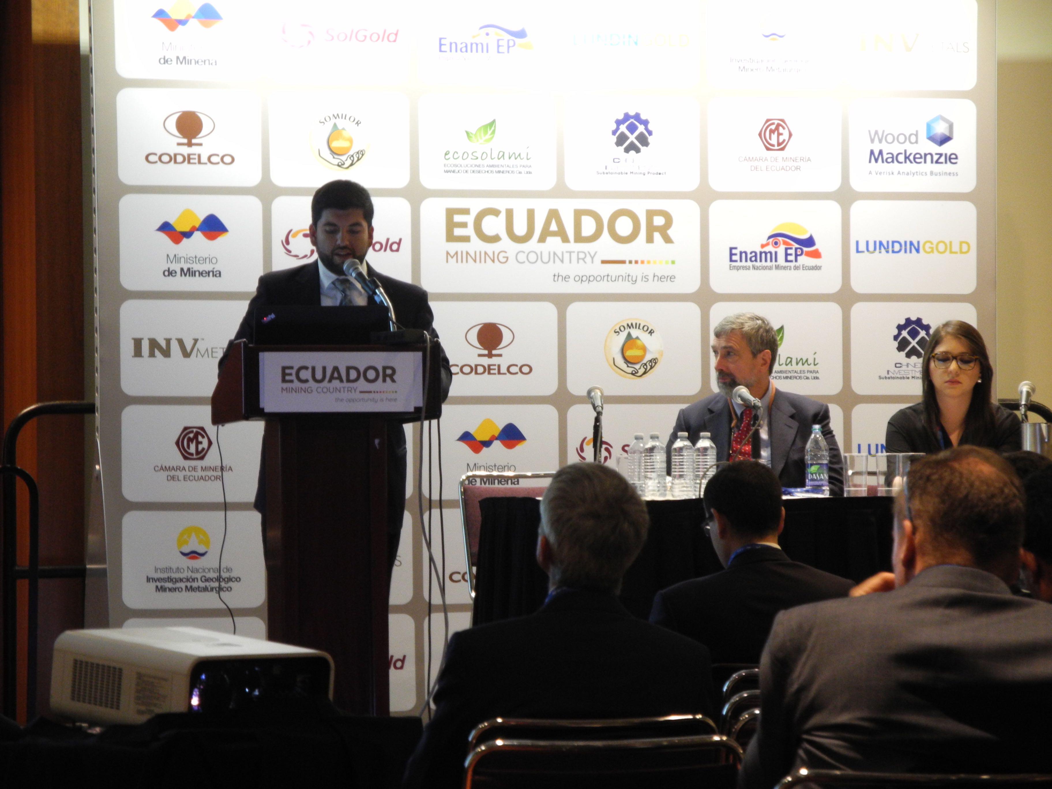 Ecuadorian Undersecretary of Mining Henry Troya Presents at PDAC 2017; Photo: MiningWatch 