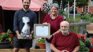 Former Alternative Coop President Gilberte Boisvert Celebrates Award with Ugo Lapointe